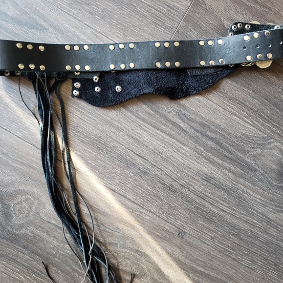 Black belt with tassels & pink rose for festivals - Picture 4 of 8